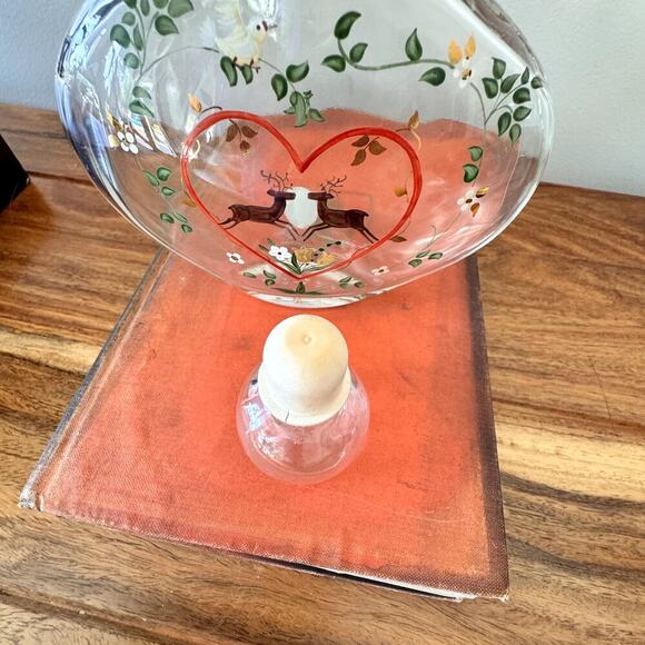 Vintage Tiroler Crystalglas Wolke German Glass Liquor Decanter Hand panted - Picture 9 of 12